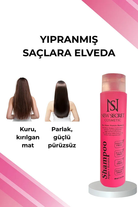 🧴 Argan–Keratin–Rice Water Shampoo – Argan Keratin Pirinç Suyu Şampuanı